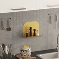 Raft de perete, Cerritos, Short Pouch, 28x23x12 cm, Metal, Auriu