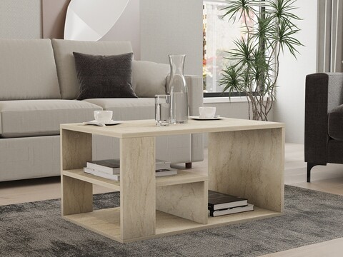 Masuta de cafea, Asse Home, Eros, 80x50x40 cm, PAL, Travertin