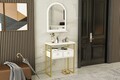 Dulap, Coraline, Mipa Mirrored, 75x88x36 cm, PAL, Alb/Auriu