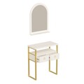 Dulap, Coraline, Mipa Mirrored, 75x88x36 cm, PAL, Alb/Auriu