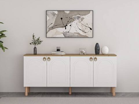 Consola, Minerva, Lotus, 180x81x45 cm, PAL, Alb