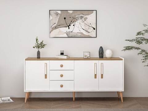 Consola, Minerva, Mitra, 180x80x45 cm, PAL, Alb