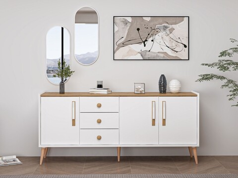 Consola, Minerva, Mitra Mirror, 180x80x45 cm, PAL, Alb