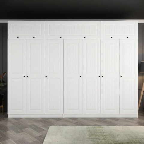 Dulap pentru haine, Minerva, Kale, 315x235x52 cm, PAL, Alb