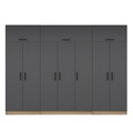 Dulap pentru haine, Minerva, Minar Kale, 315x255x52 cm, PAL, Antracit / Dore