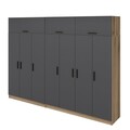 Dulap pentru haine, Minerva, Minar Kale, 315x235x52 cm, PAL, Antracit / Dore