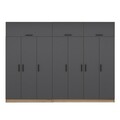 Dulap pentru haine, Minerva, Minar Kale, 315x255x52 cm, PAL, Antracit / Dore