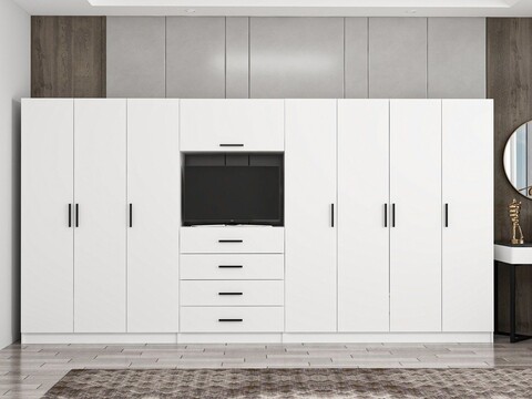 Dulap pentru haine, Minerva, Minar Kale, 405x210x52 cm, PAL, Alb