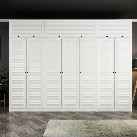 Dulap pentru haine, Minerva, Minar Kale, 315x235x52 cm, PAL, Alb