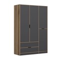 Dulap pentru haine, Minerva, Elina, 140x208x52 cm, PAL, Antracit / Dore