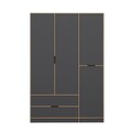 Dulap pentru haine, Minerva, Elina, 140x208x52 cm, PAL, Antracit / Dore