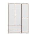 Dulap pentru haine, Minerva, Elina, 140x208x52 cm, PAL, Alb / Dore