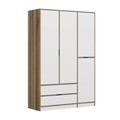 Dulap pentru haine, Minerva, Elina, 140x208x52 cm, PAL, Alb / Dore