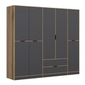 Dulap pentru haine, Minerva, Elina, 232x208x52 cm, PAL, Antracit / Dore