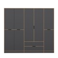Dulap pentru haine, Minerva, Elina, 232x208x52 cm, PAL, Antracit / Dore