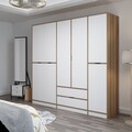 Dulap pentru haine, Minerva, Elina, 232x208x52 cm, PAL, Alb / Dore