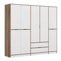 Dulap pentru haine, Minerva, Elina, 232x208x52 cm, PAL, Alb / Dore