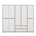 Dulap pentru haine, Minerva, Elina, 232x208x52 cm, PAL, Alb / Dore