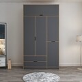 Dulap pentru haine, Minerva, Elina, 140x253x52 cm, PAL, Antracit / Dore