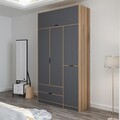 Dulap pentru haine, Minerva, Elina, 140x253x52 cm, PAL, Antracit / Dore