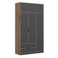 Dulap pentru haine, Minerva, Elina, 140x253x52 cm, PAL, Antracit / Dore