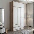 Dulap pentru haine, Minerva, Elina, 140x253x52 cm, PAL, Alb / Dore