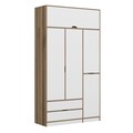 Dulap pentru haine, Minerva, Elina, 140x253x52 cm, PAL, Alb / Dore