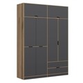 Dulap pentru haine, Minerva, Elina, 185x253x52 cm, PAL, Antracit / Dore