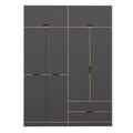 Dulap pentru haine, Minerva, Elina, 185x253x52 cm, PAL, Antracit / Dore