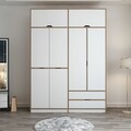 Dulap pentru haine, Minerva, Elina, 185x253x52 cm, PAL, Alb / Dore