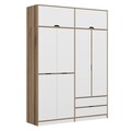 Dulap pentru haine, Minerva, Elina, 185x253x52 cm, PAL, Alb / Dore