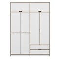 Dulap pentru haine, Minerva, Elina, 185x253x52 cm, PAL, Alb / Dore