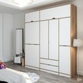 Dulap pentru haine, Minerva, Elina, 232x253x52 cm, PAL, Alb / Dore