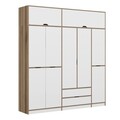Dulap pentru haine, Minerva, Elina, 232x253x52 cm, PAL, Alb / Dore