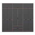 Dulap pentru haine, Minerva, Elina, 277x253x52 cm, PAL, Antracit / Dore