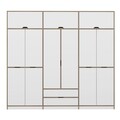 Dulap pentru haine, Minerva, Elina, 277x253x52 cm, PAL, Alb / Dore