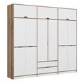 Dulap pentru haine, Minerva, Elina, 277x253x52 cm, PAL, Alb / Dore