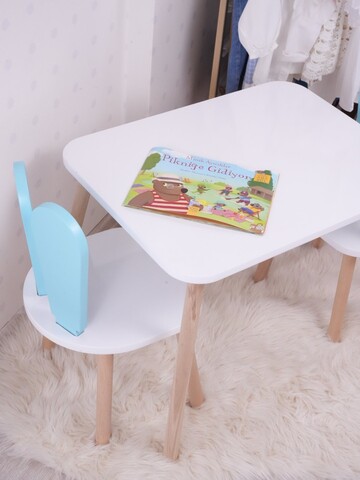 Set masa si scaun pentru copii, Bambini, Bunny One Chair Set, MDF , Albastru bebeluș / Alb