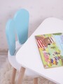Set masa si scaun pentru copii, Bambini, Bunny One Chair Set, MDF , Albastru bebeluș / Alb
