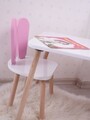 Set masa si scaun pentru copii, Bambini, Bunny One Chair Set, MDF , Roz/Alb