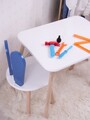 Set masa si scaun pentru copii, Bambini, Bunny One Chair Set, MDF , Albastru / Alb