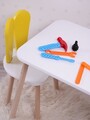 Set masa si scaun pentru copii, Bambini, Bunny One Chair Set, MDF , Galben/Alb