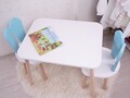 Set masa si scaun pentru copii, Bambini, Bunny Two Chair Set, MDF , Albastru bebeluș / Alb
