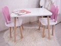 Set masa si scaun pentru copii, Bambini, Bunny Two Chair Set, MDF , Roz/Alb