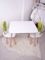 Set masa si scaun pentru copii, Bambini, Bunny Two Chair Set, MDF , Verde Fistic / Alb