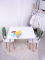 Set masa si scaun pentru copii, Bambini, Bunny Two Chair Set, MDF , Verde/Alb