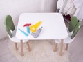 Set masa si scaun pentru copii, Bambini, Bunny Two Chair Set, MDF , Verde/Alb