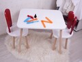 Set masa si scaun pentru copii, Bambini, Bunny Two Chair Set, MDF , Rosu/Alb