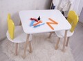Set masa si scaun pentru copii, Bambini, Bunny Two Chair Set, MDF , Galben/Alb