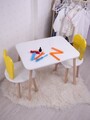 Set masa si scaun pentru copii, Bambini, Bunny Two Chair Set, MDF , Galben/Alb